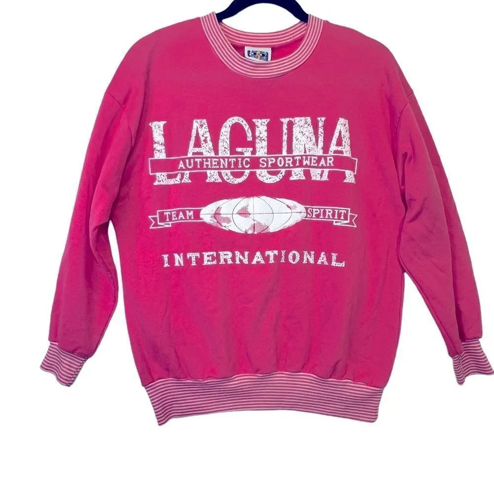90s Spell out vintage sweater size M bubblegum pink - Picture 2 of 16